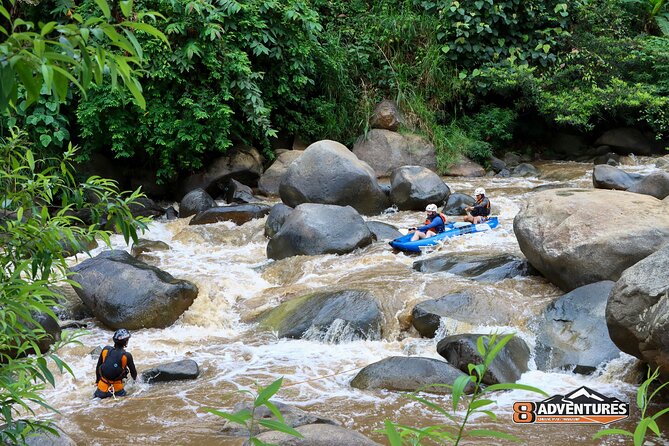 10KM Inflatable Kayaking Adventure - Safety First: Helmets, Life Jackets, and Team Support Along the River