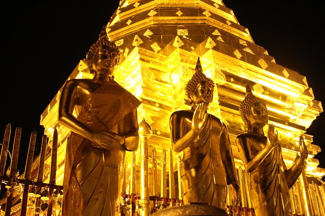 Best seller!! Amazing Night tour, Doi Suthep + Wat umong - Top Must visit! - Chiang Mai’s Night Skyline From the Mountain Viewpoint