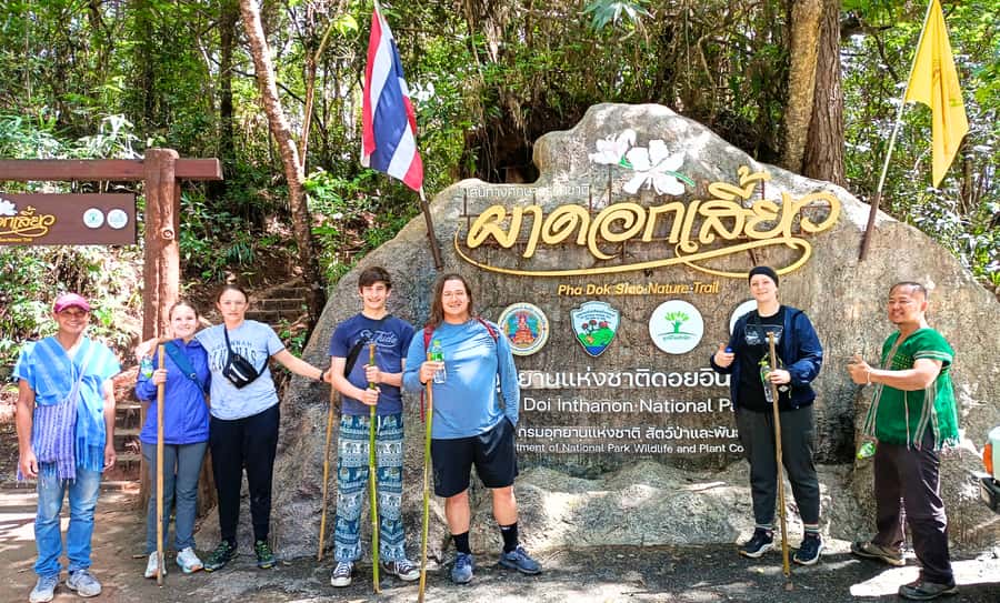 Chiang Mai: Inthanon, Ethical Elephant Sanctuary & Waterfall - Pha Dok Siew hike: forest paths, rice-field edges, and waterfall vibes