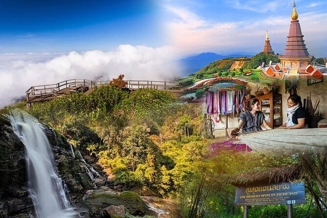 ChiangMai 1DayTour:Elephant Sanctuary,king&queen pagoda,waterfall - King and Queen’s Pagodas at Thailand’s highest point