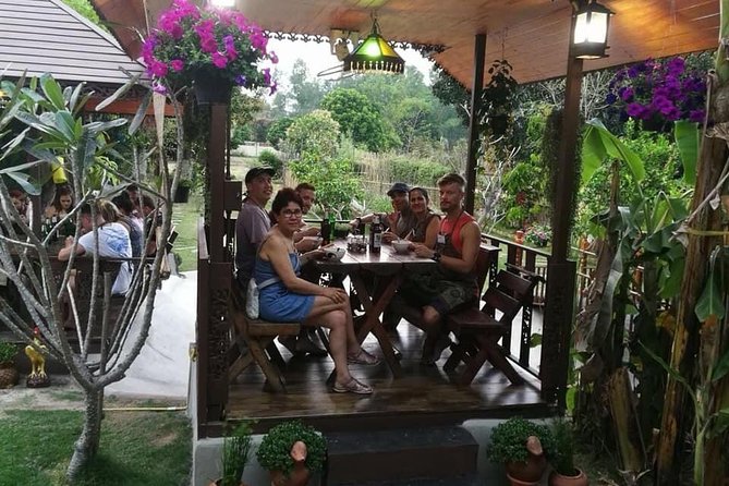 Cooking Evening Class Chiang Mai Visit Organic Garden and Market - Dining setup: AC comfort or garden air