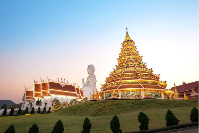 From Chiang Mai: White Temple, Blue Temple & Black House - Wat Rong Khun (White Temple): iconic visuals and the reality of limited time